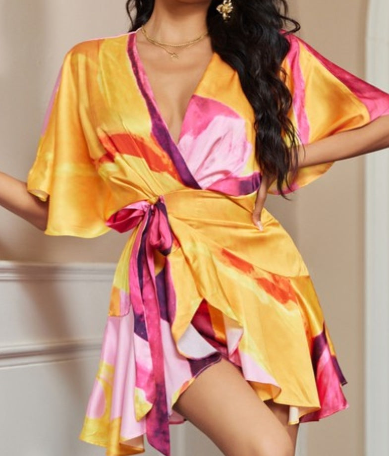 Romper yellow/pink