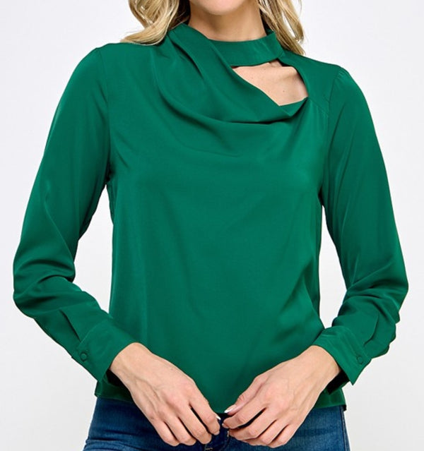 Green neck open design top