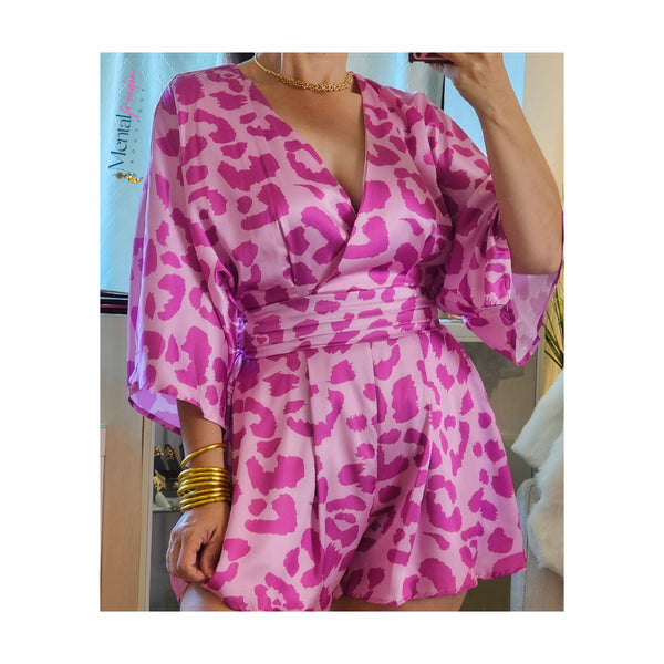 Animal print magenta romper