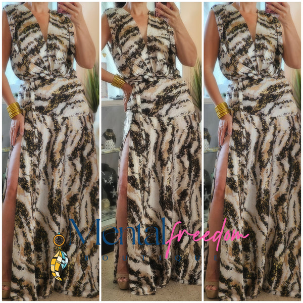 Animal gold print dress