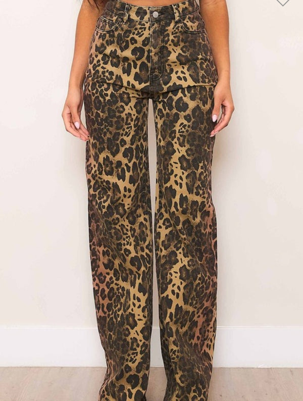 Leopard denim jean