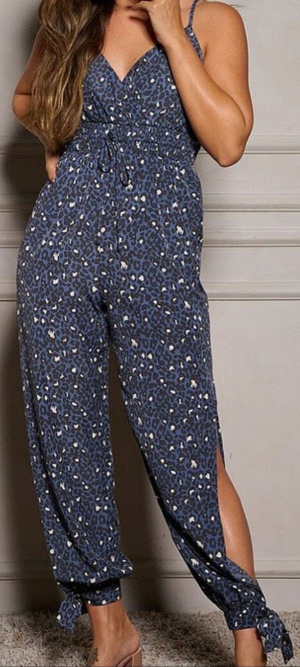 Navy print jumpsuit