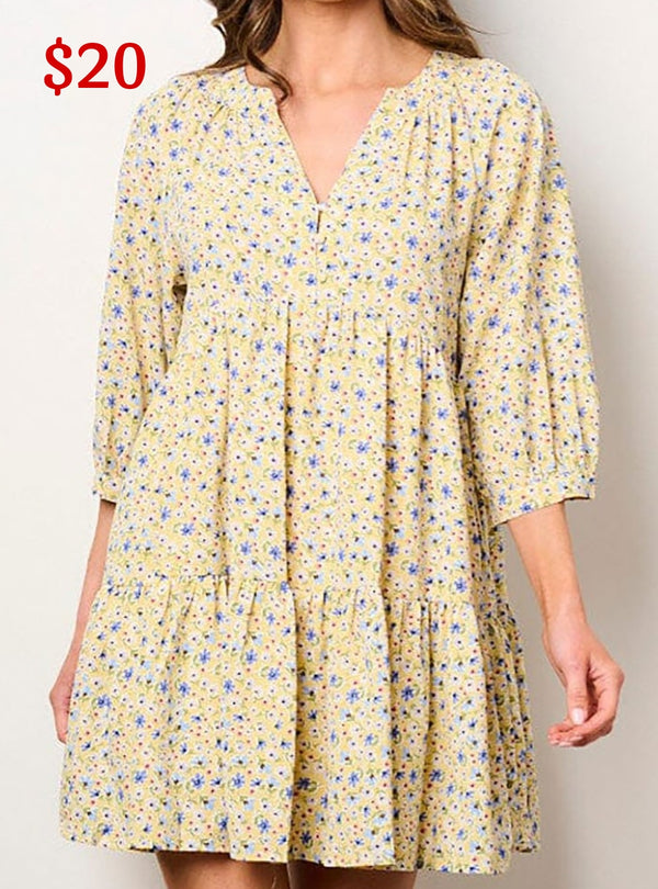 Yellow blue flower dress