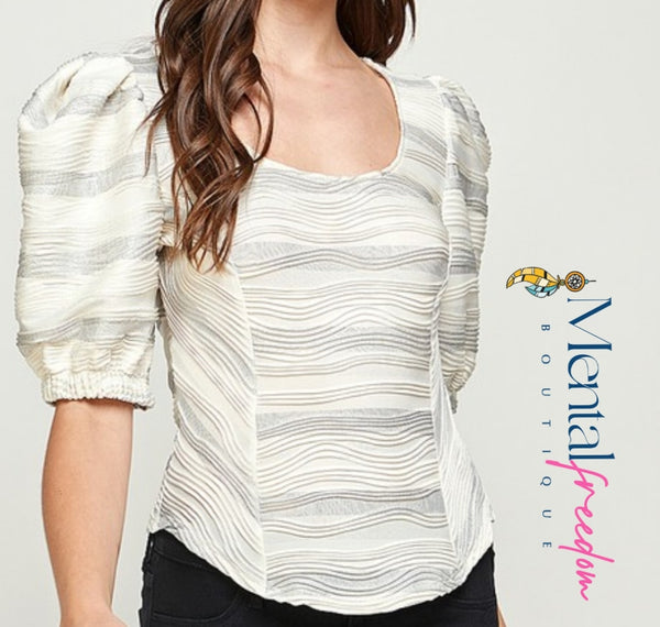 Bone color fashion statement blouse