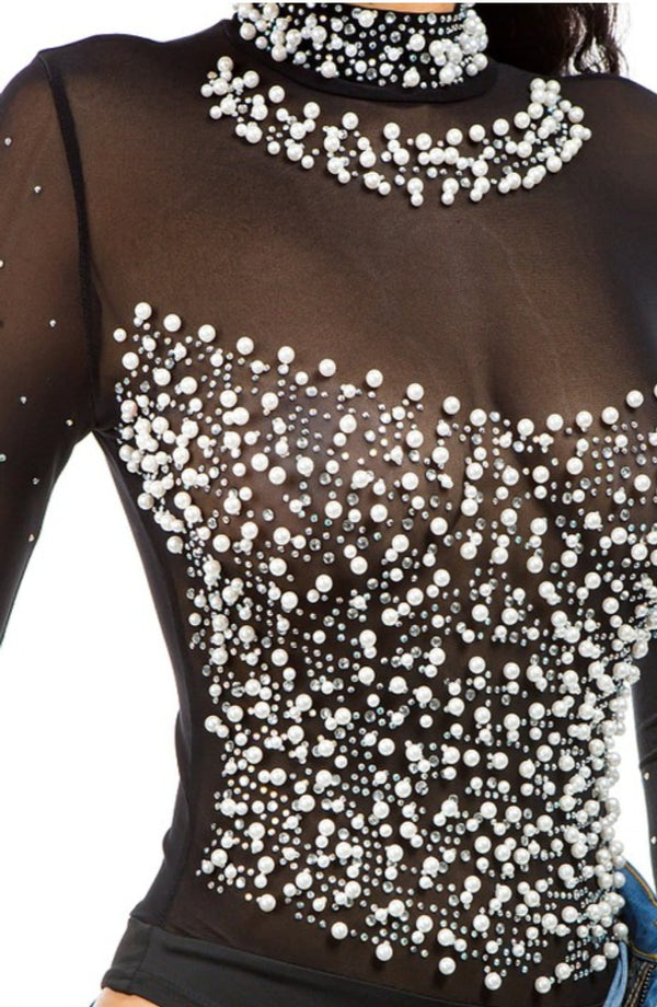 Glamorous pearls bodysuit