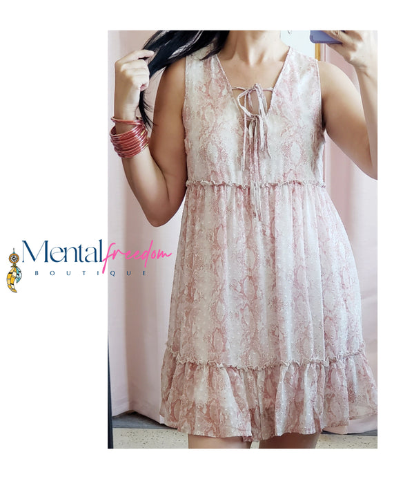 Snake print pink dress