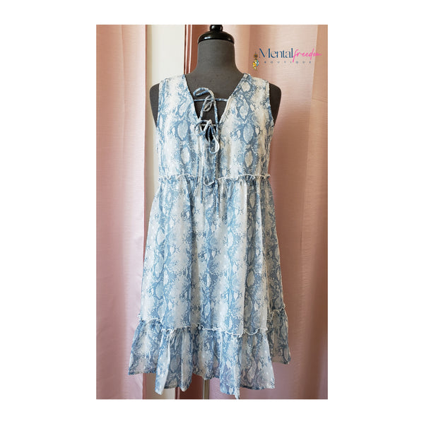 Snake print blue dress