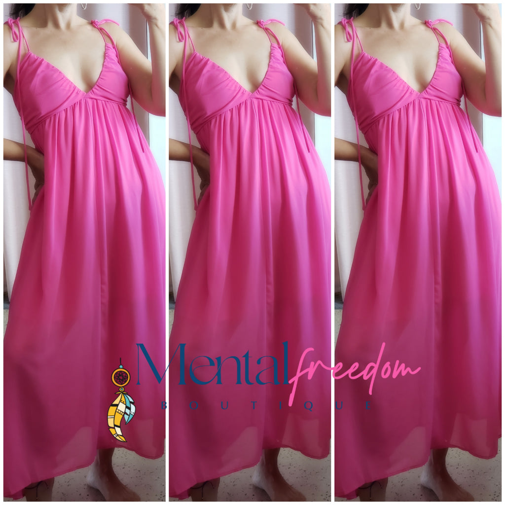 Maxi midi fushia dress