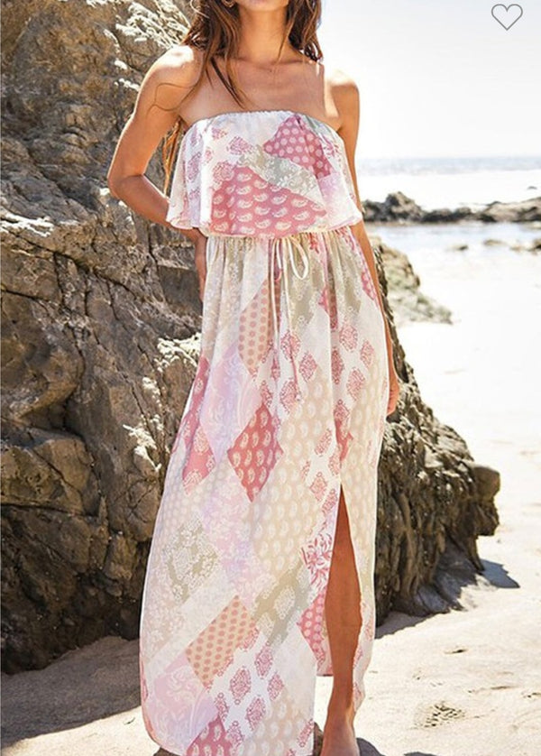 Bohemian strapless dress